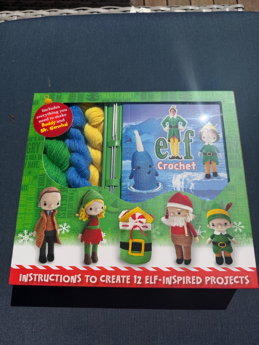 New in Box Elf Crochet Kit - Green Crochet Holiday Toy Craft Set by